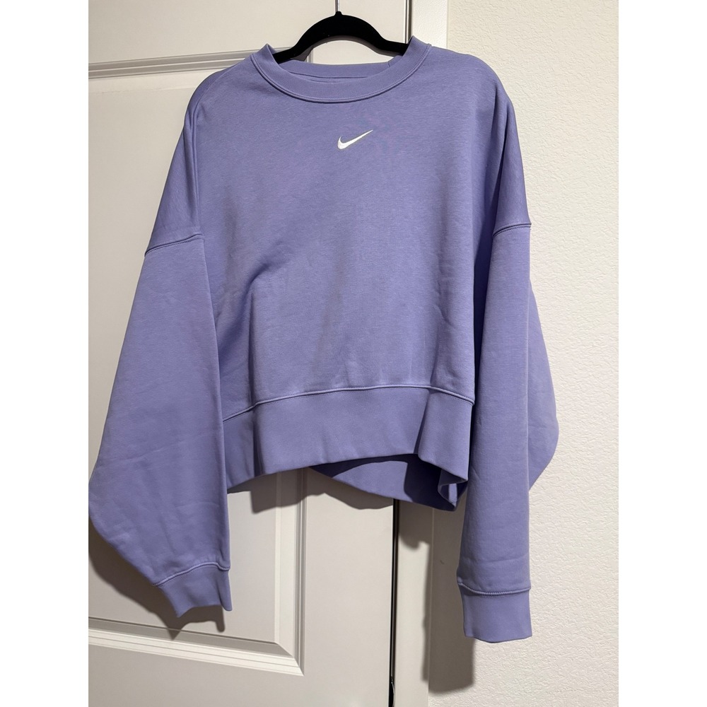 Nike Phoenix Fleece Over-Oversized Cropped Sweatshirt Purple Womens M